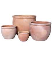 Egg Pot w Collar Choco Terracotta set 4
