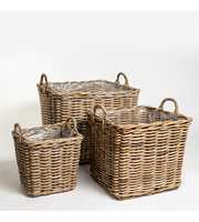 Rattan Logbasket Square Set 3