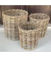 Round Cylinder Rattan basket set 3