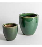 Egg Pot S/2 Green Crackle