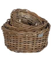 Basket Cylin. low Rattan incl. Plastic lining S/3