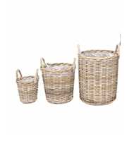 Basket Round Rattan, incl. plastic lining S/3