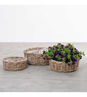 Bowl Cylinder Low Rattan incl. Plastic Lining S/3