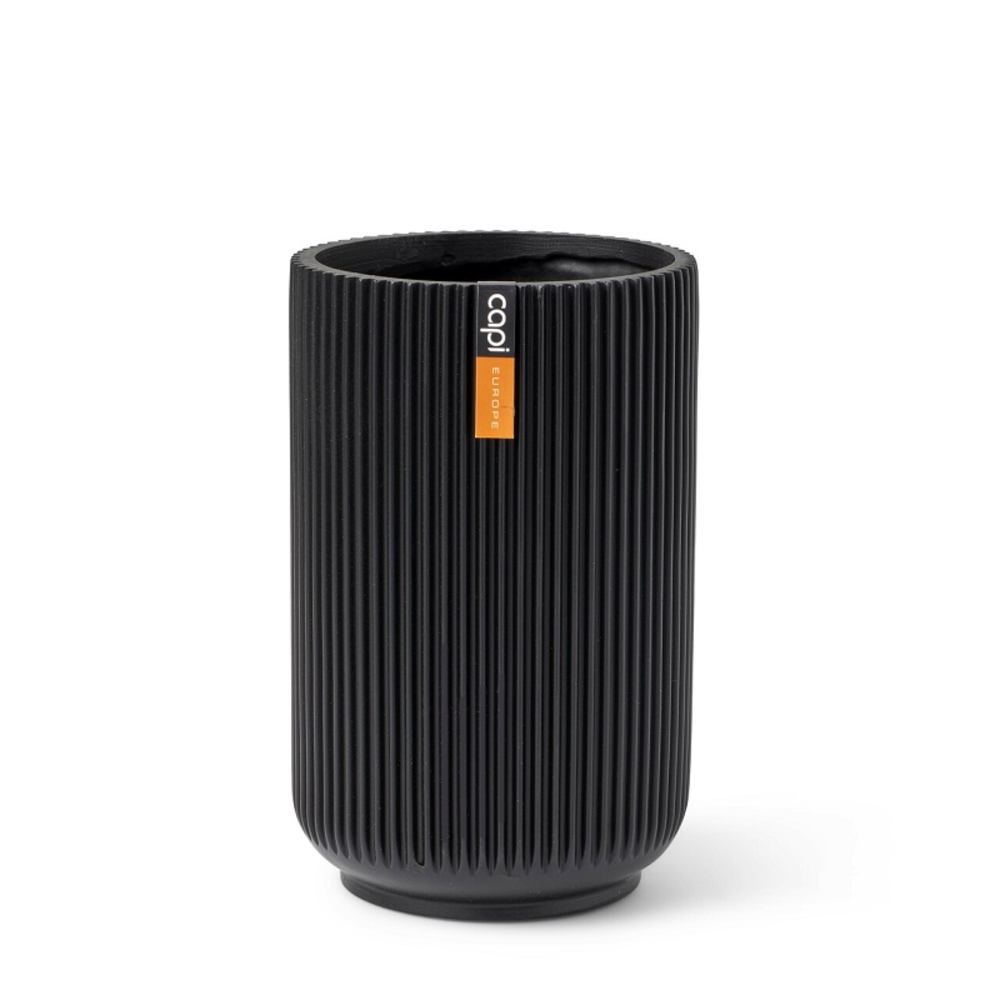 Vase High Groove Black.