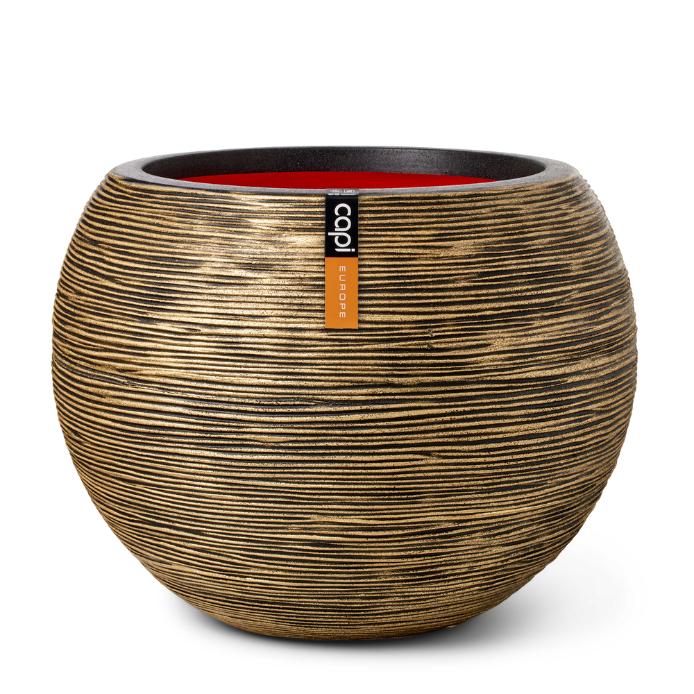 Vase Ball Rib Gold.