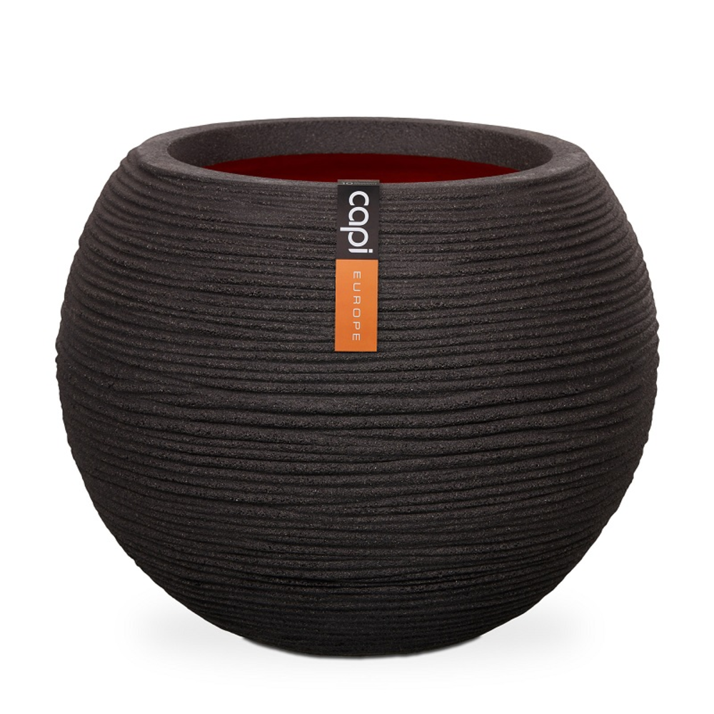 Vase Ball Rib Black.