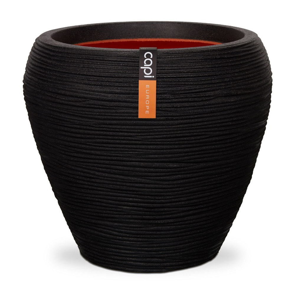 Vase taper round Rib Black.