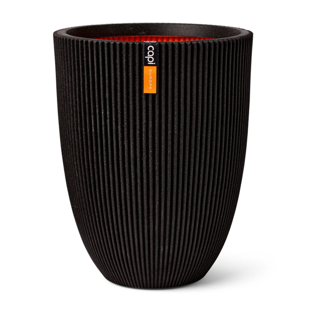 Vase Elegant Low Groove Black.