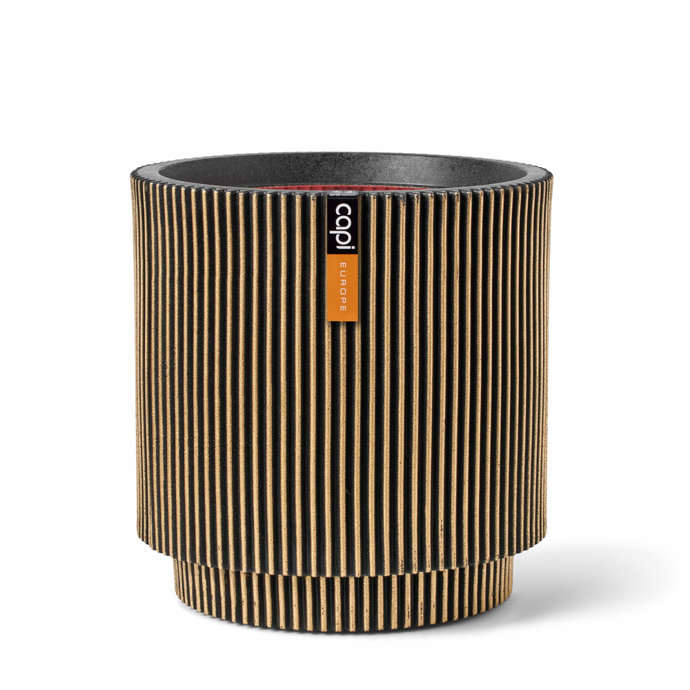 Vase Cylinder Groove Gold.