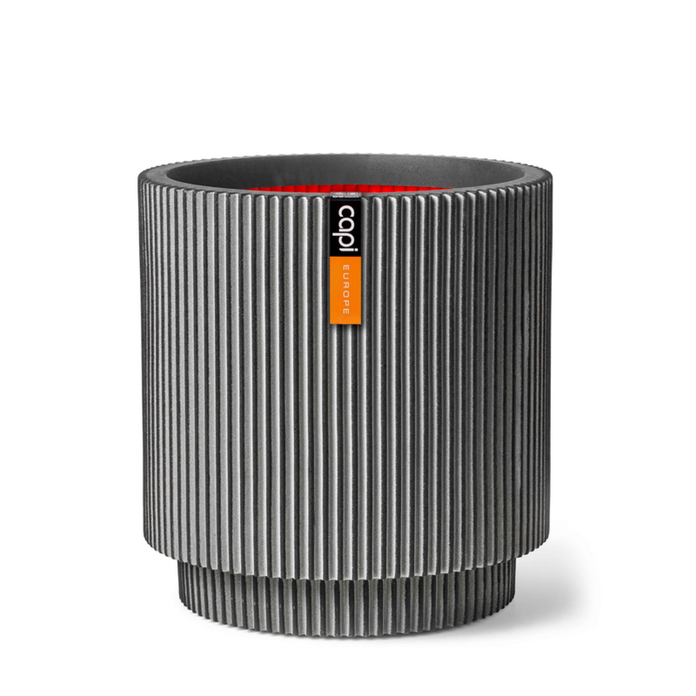 Vase Cylinder Groove Antracit.