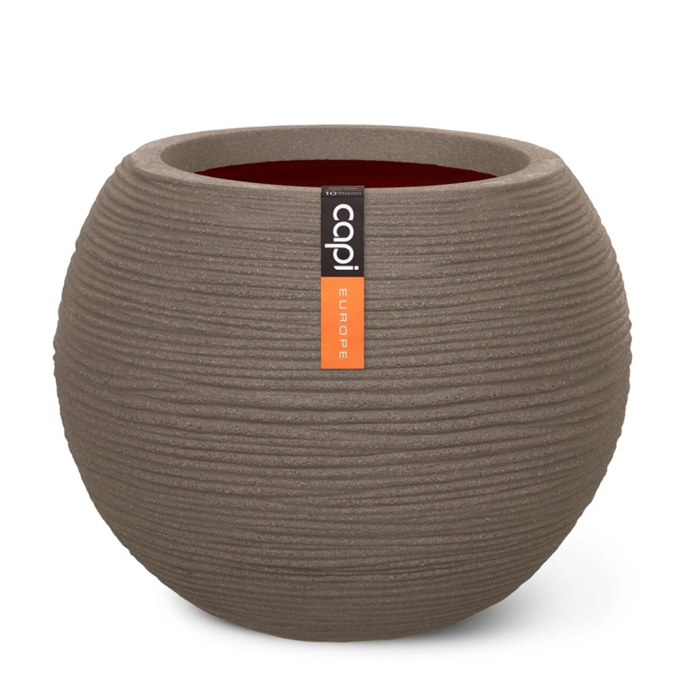Vase Ball Rib Warm Taupe.