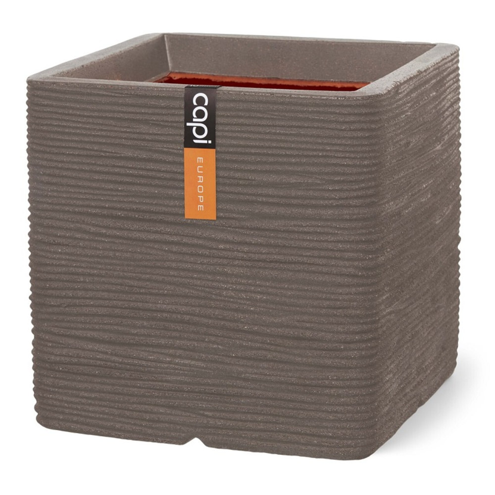 Planter Square Rib Taupe.