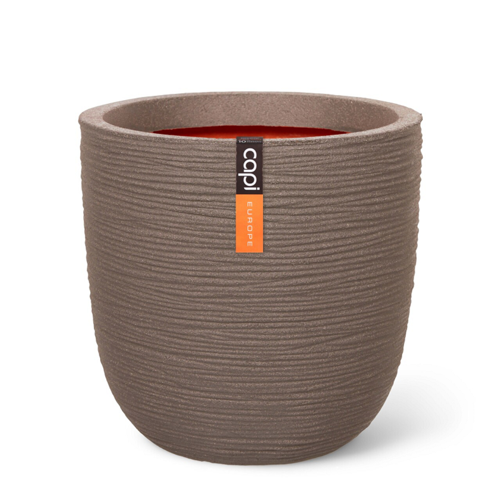Planter Ball Rib Warm Taupe.