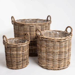 Logbasket Round Rattan Set 3.