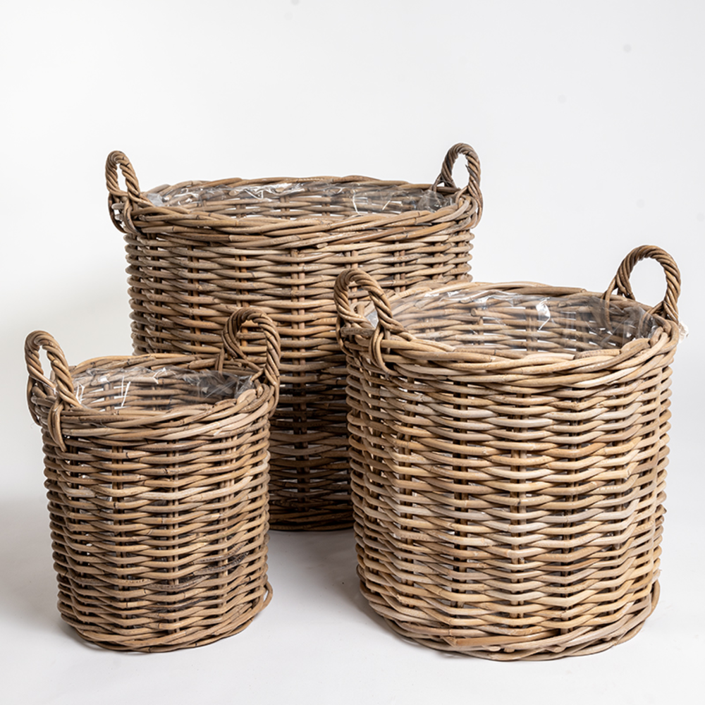 Logbasket Round Rattan Set 3.