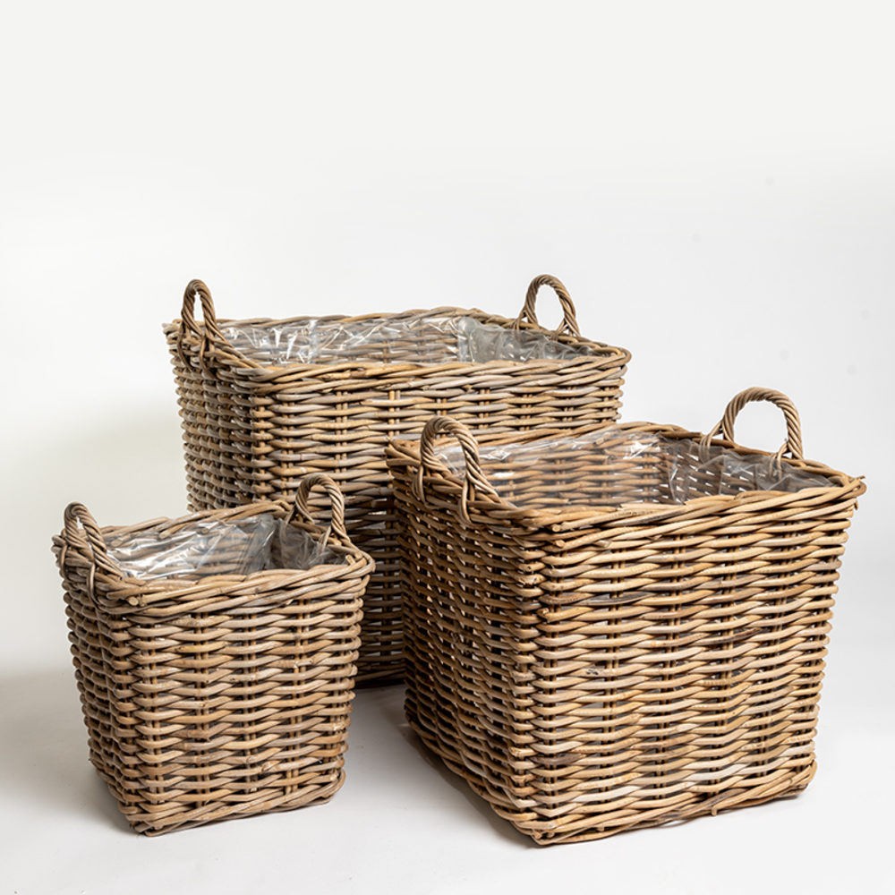 Logbasket Square Rattan Set 3.