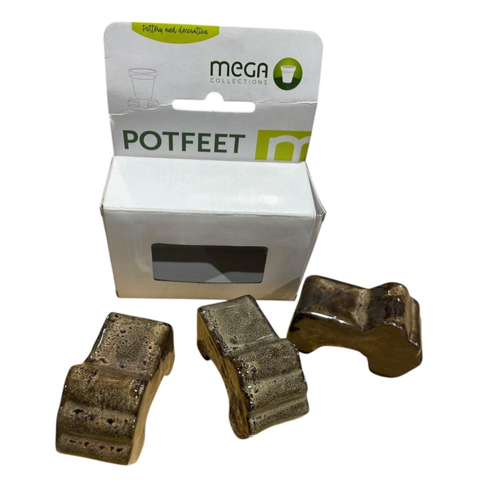 Krukkefødder / Pot Feet Glazed Falling Brown.