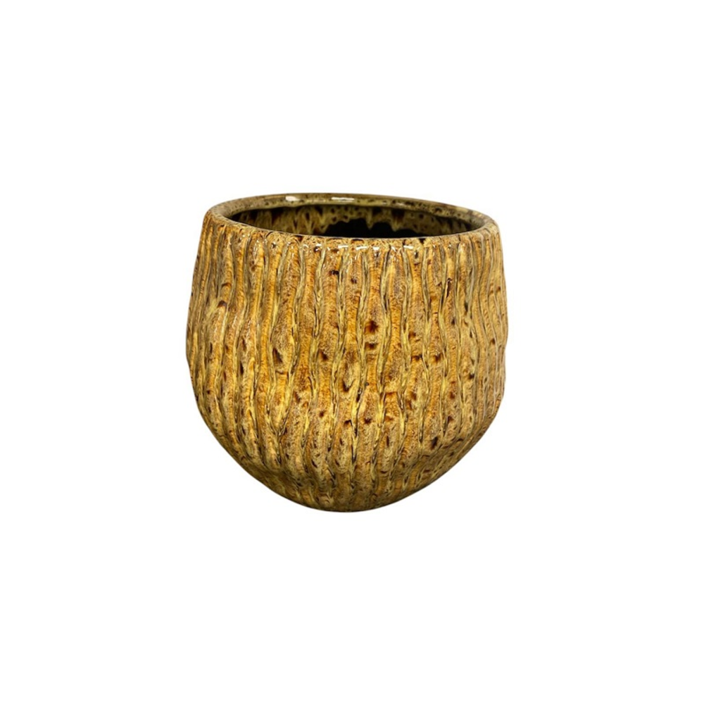 Wave Egg Pot lemon ceramic.
