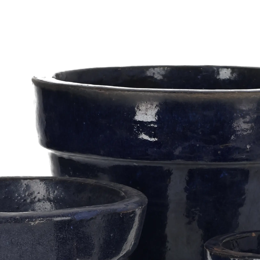Closeup af Korab Glazed Set 4 Blue.