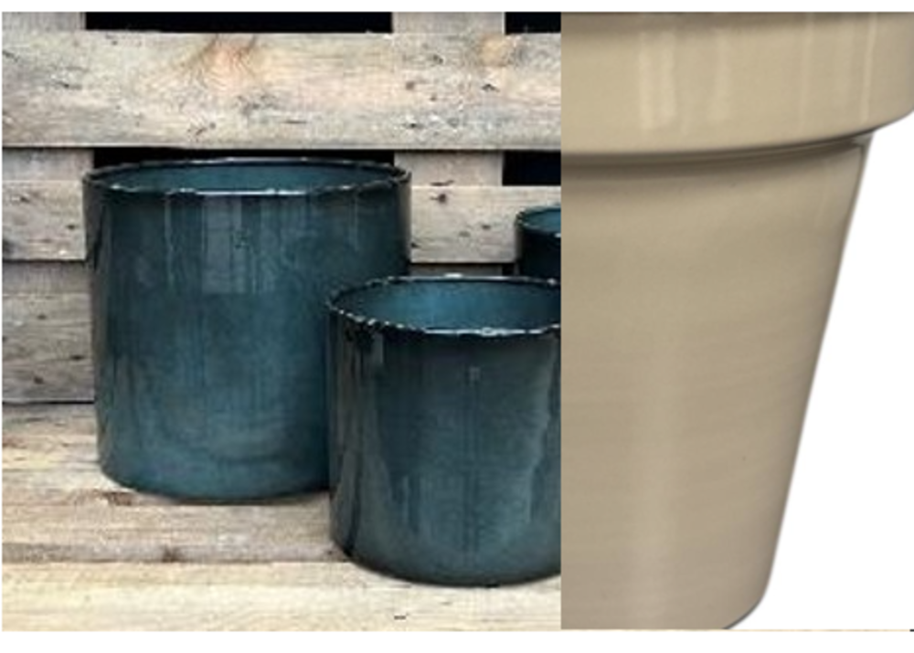 Pot Göta Cylinder w saucer.