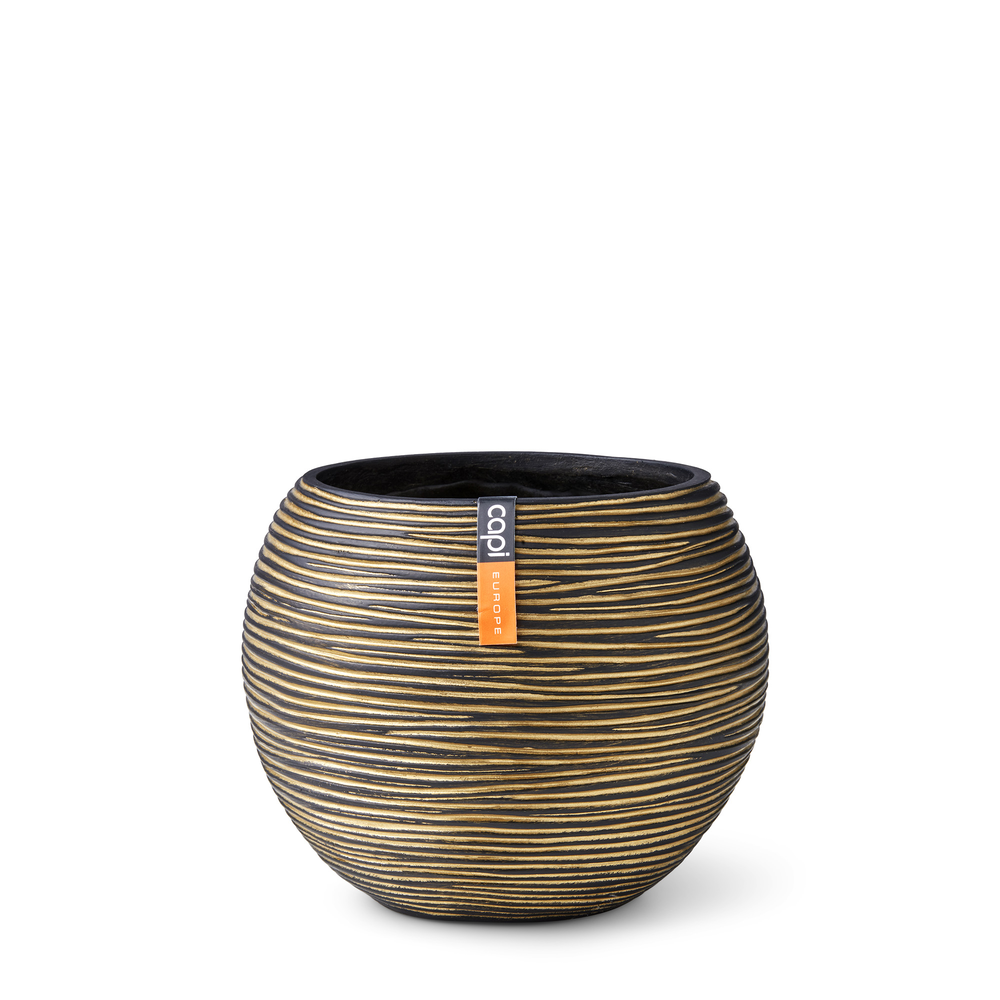 Vase Ball Rib Indoor Gold.
