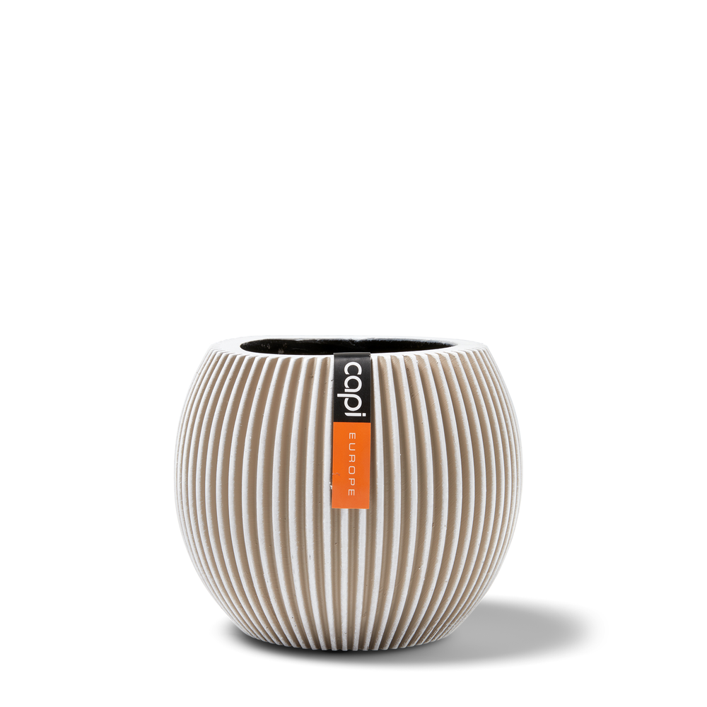 Vase ball Groove Indoor ivory.