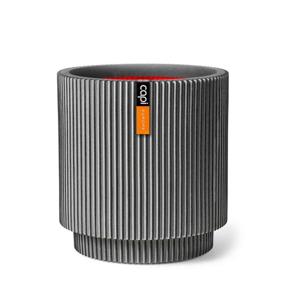 Vase Cylinder Groove Antracit.