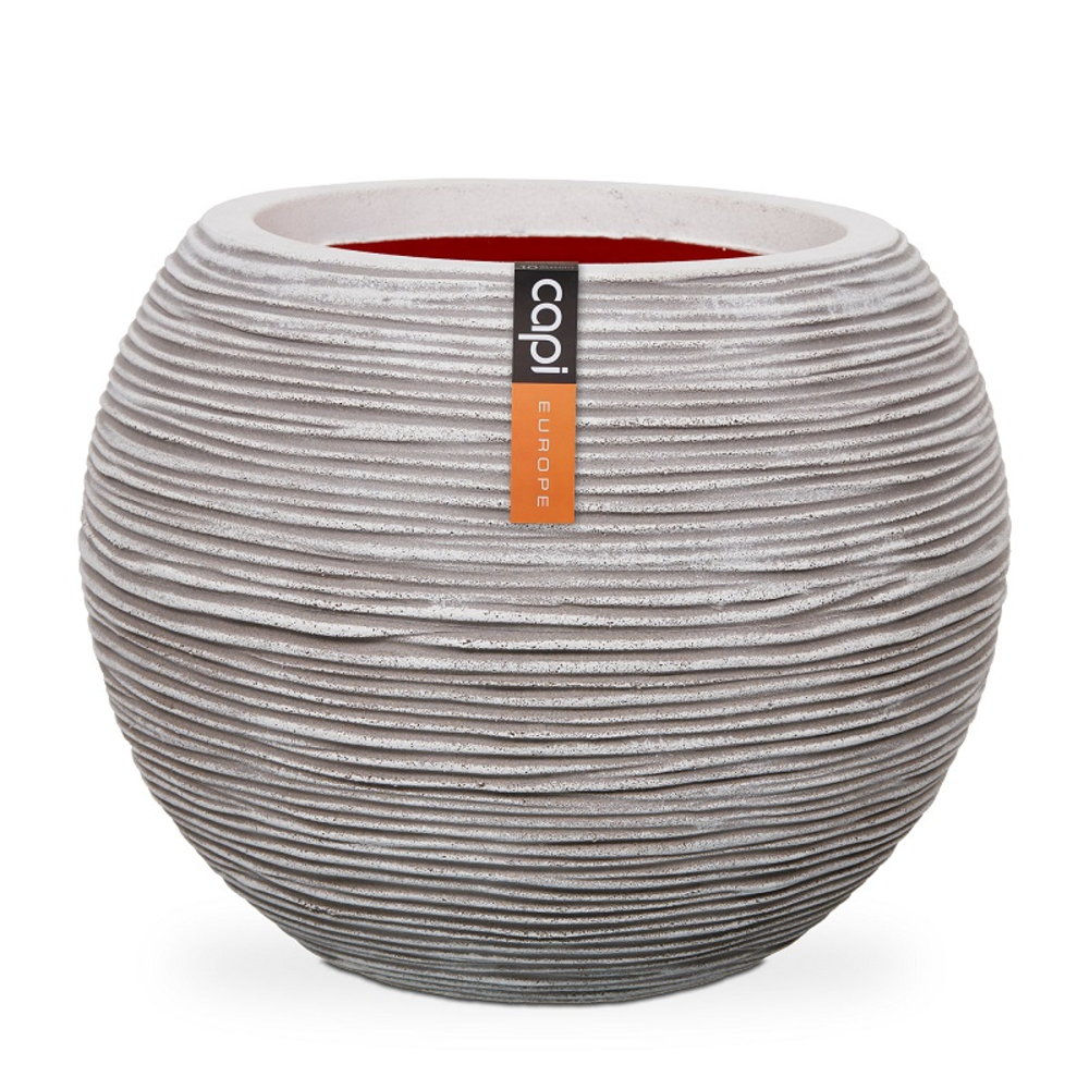 Vase Ball Rib Ivory.