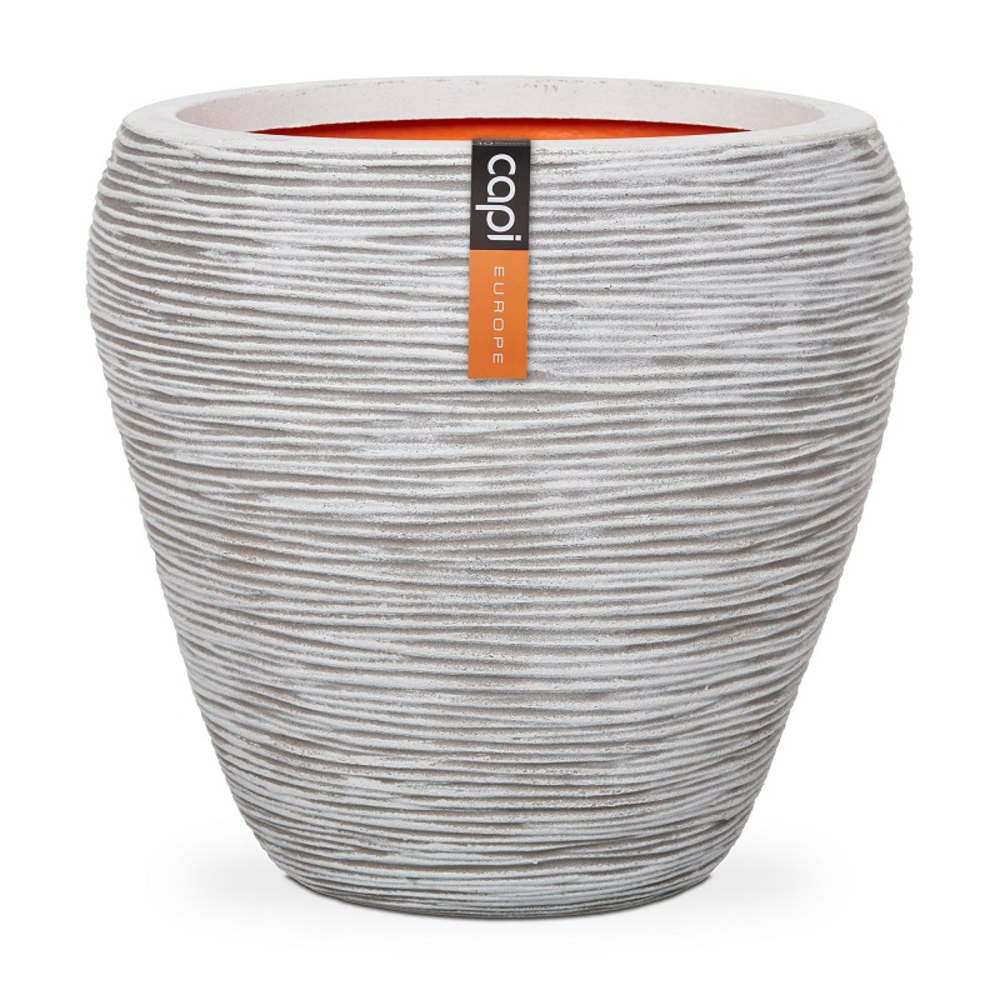 Vase taper round Rib Ivory.
