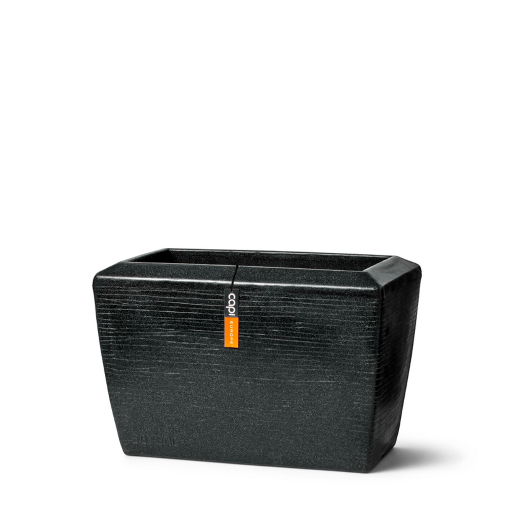 Planter Rectangle Arc Granite Black.