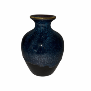 Vase Glazed Mini Bobble Blue Black.