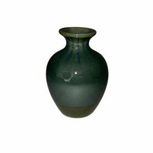 Vase Glazed Mini Bobble Green Black.