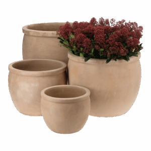 Egg Pot w Collar Choco Terracotta set 4.