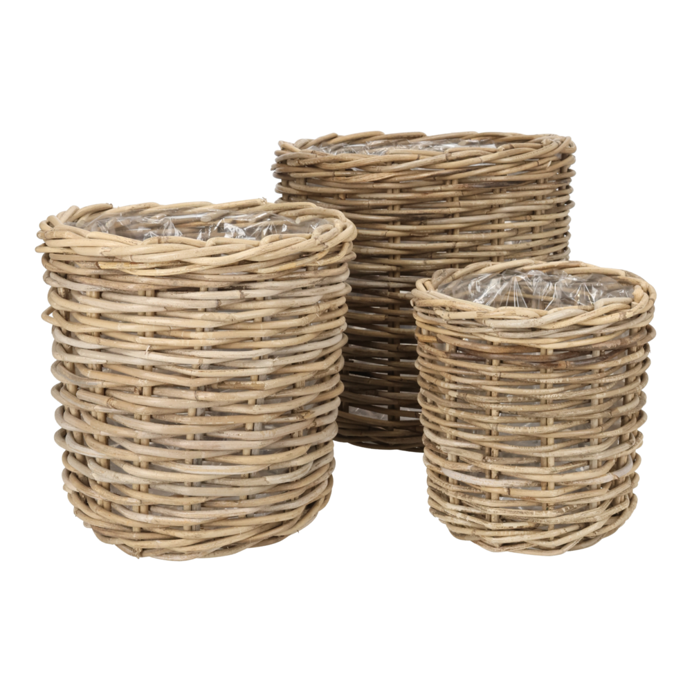 Round Cylinder Rattan basket set 3.