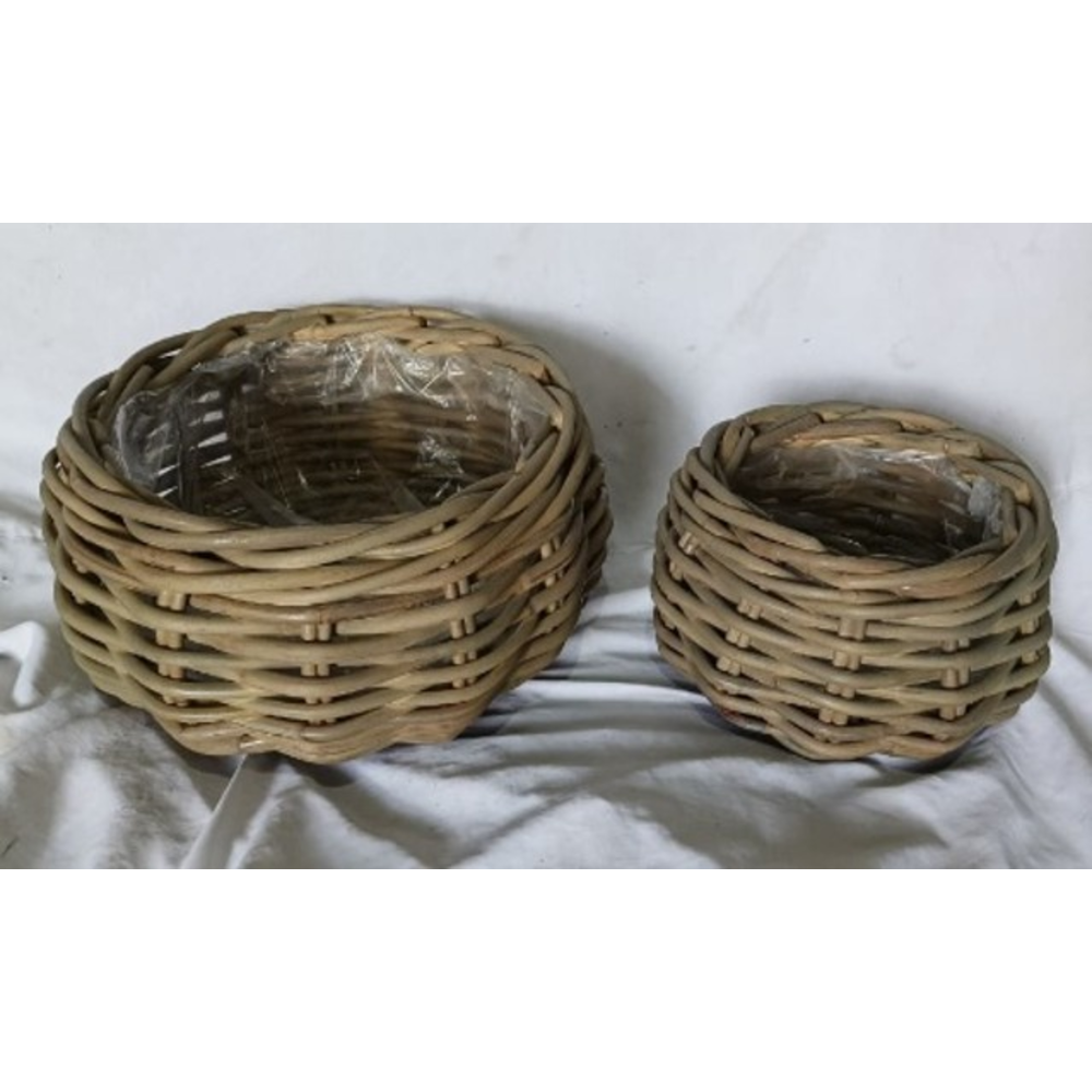 Basket Bowl Rattan incl. plastic lining Set 2.