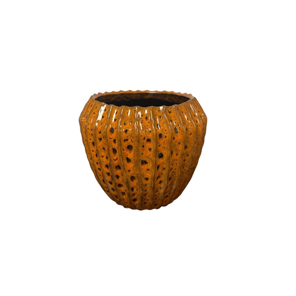 Cone Pot Amber Ceramic.