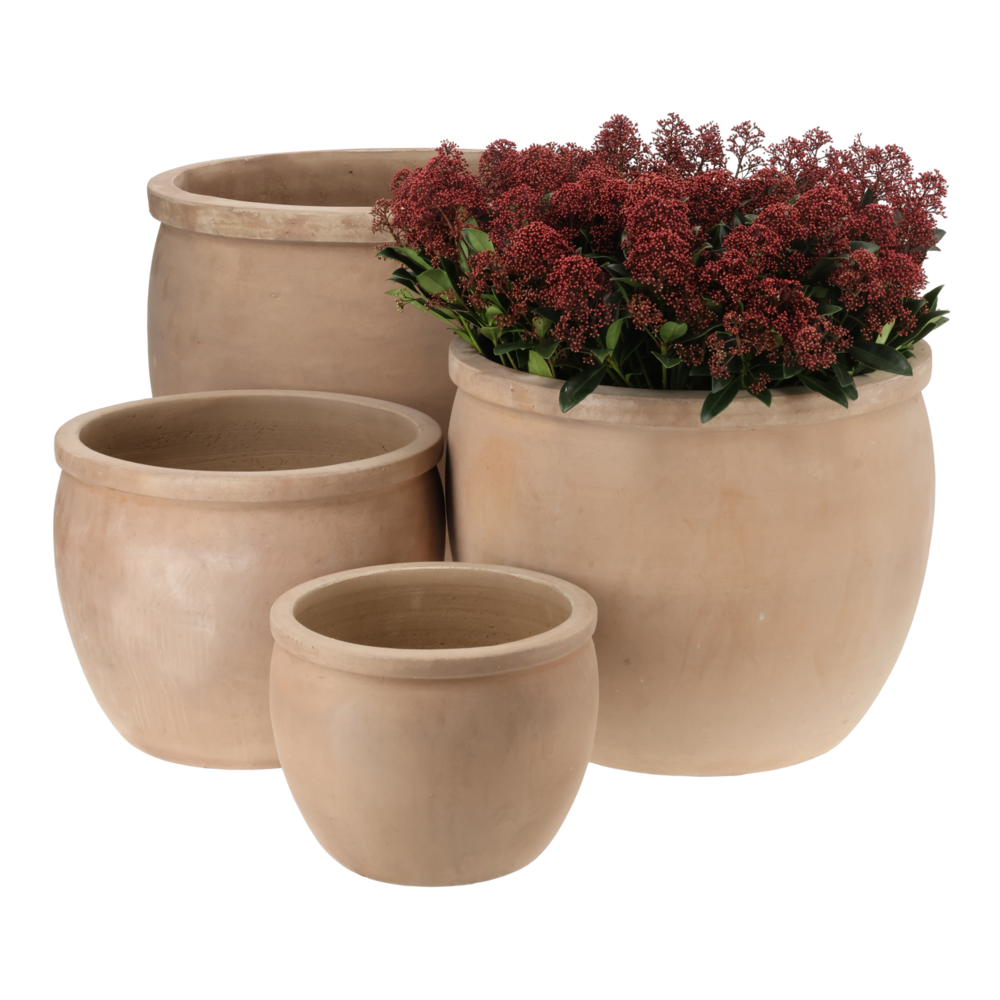 Egg Pot w Collar Choco Terracotta set 4.