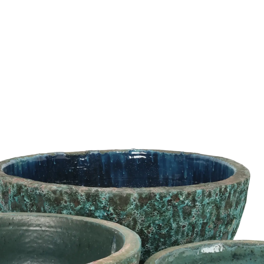 Closeup af Bowl Lava Glazed inside Set 3.