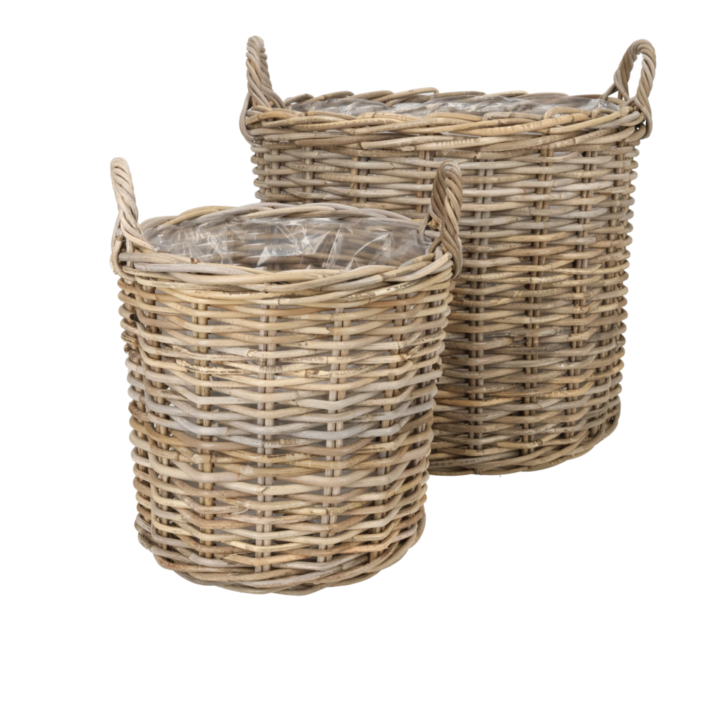 Logbasket Round Rattan Set 2.