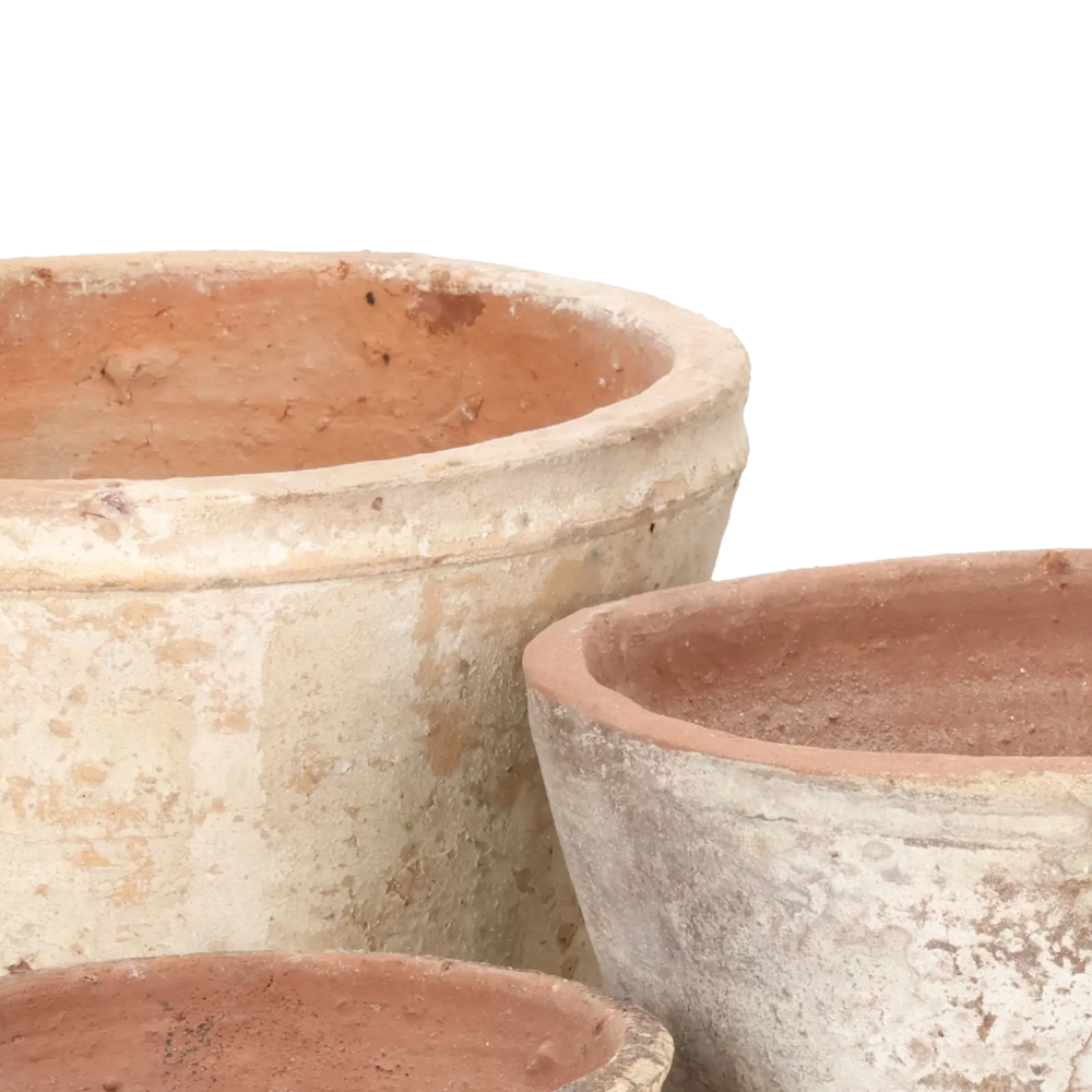 Closeup af Antique Pot set brown Set 3.