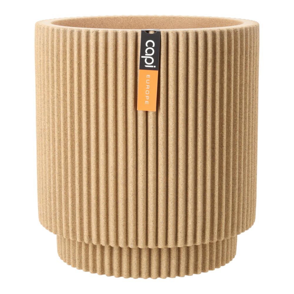 Vase Cylinder Groove beige.