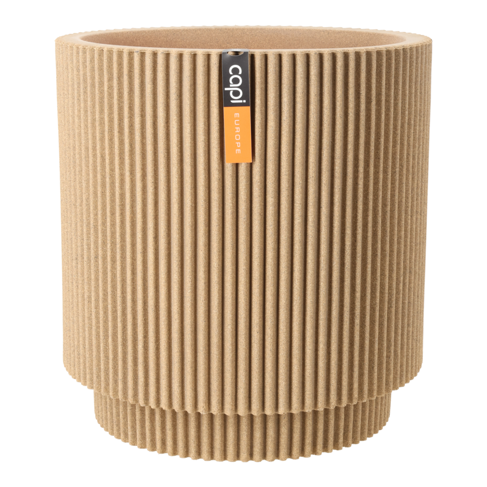 Vase Cylinder Groove beige.