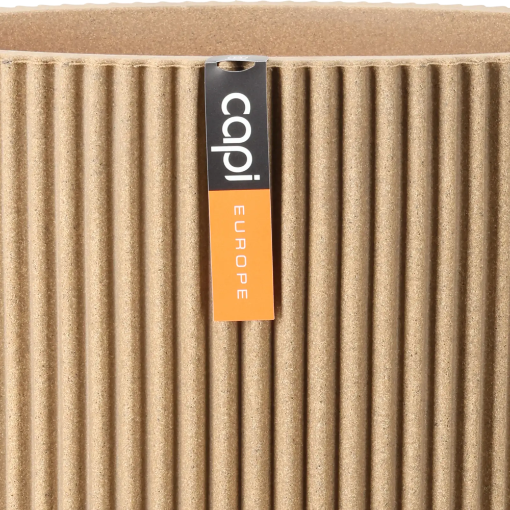 Closeup af Vase Cylinder Groove beige.