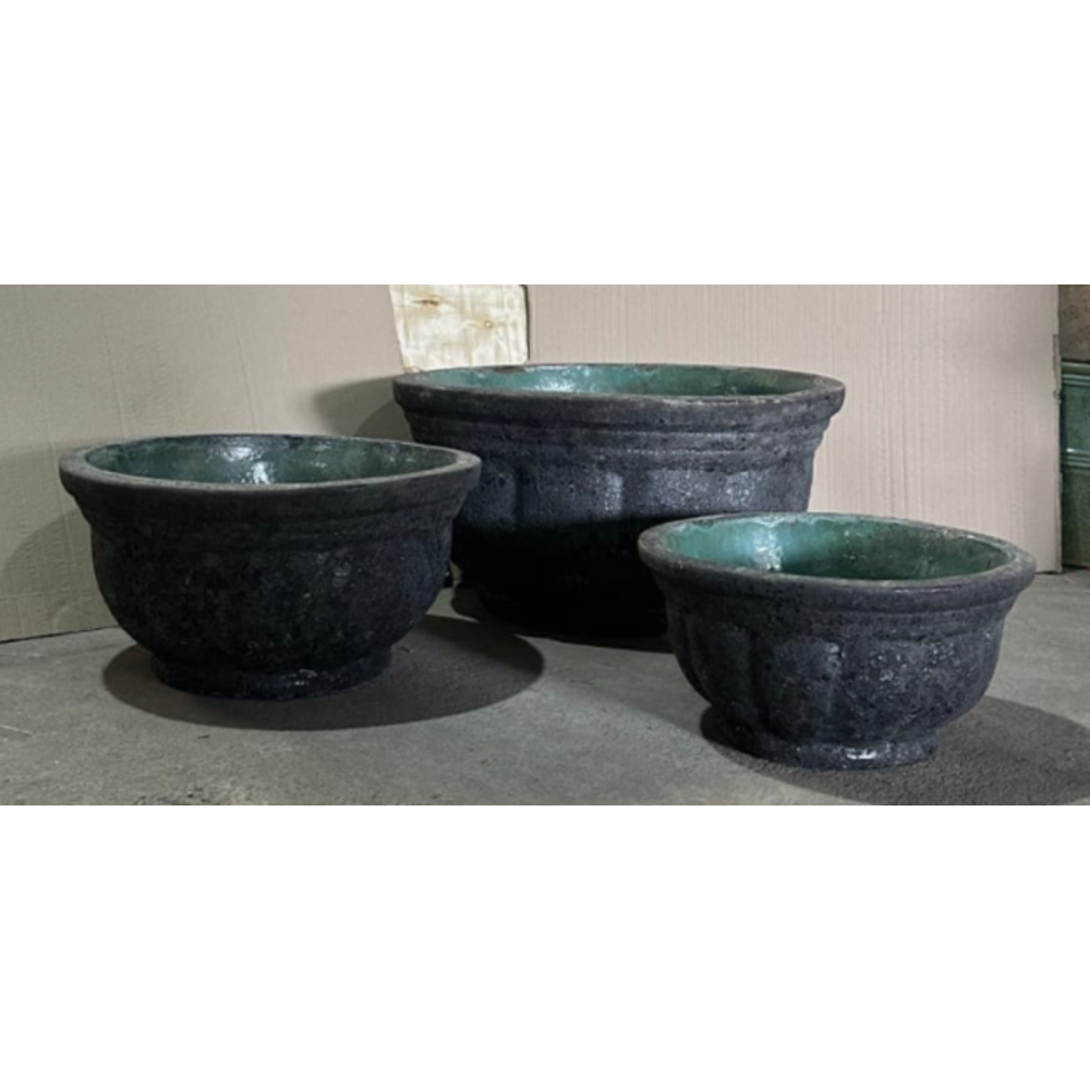 Glazed Bowl Lava Ceramic outside set 3.