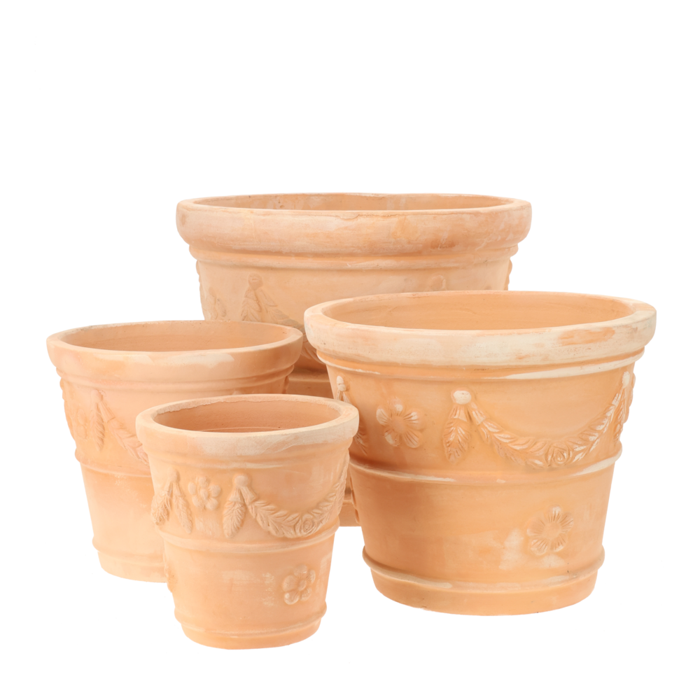 Croda Ros Terracotta with Floral Garlands set 4.