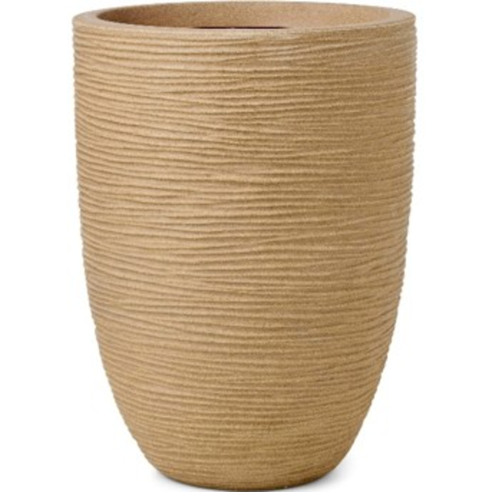 Vase elegant low Rib beige.