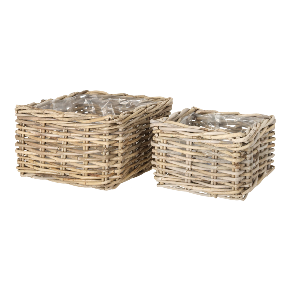 Square Rattan Basket Low set 2.