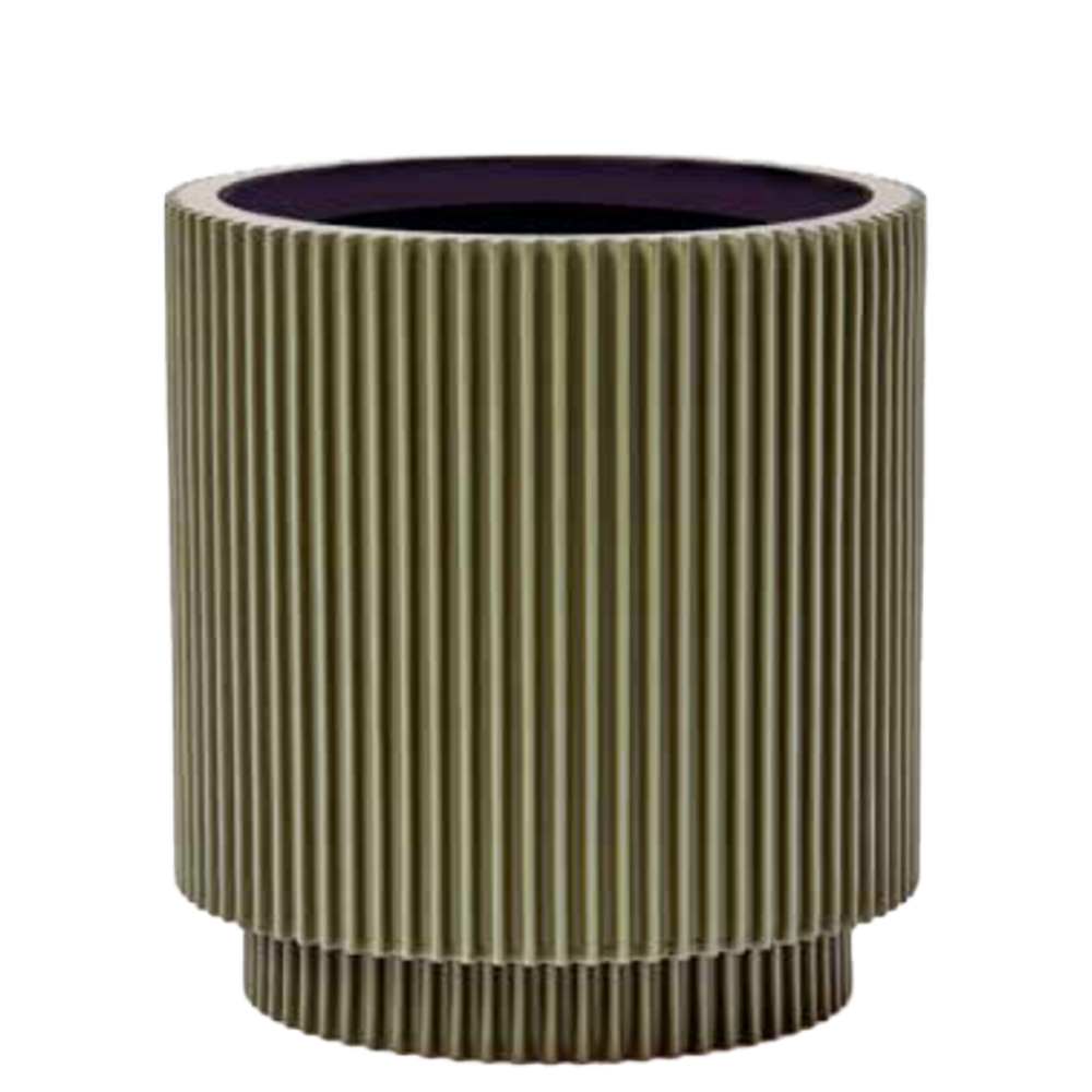 Vase Cylinder Groove Indoor Green.