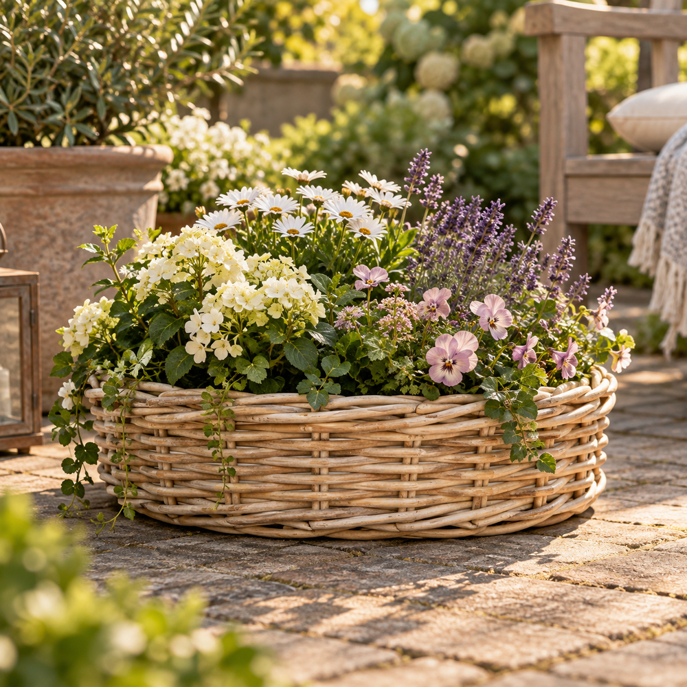 Cylinder Rattan Basket Single.